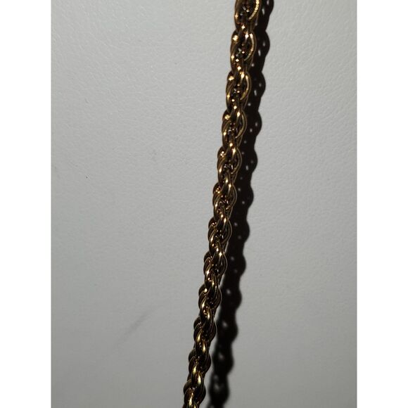 Antiqued Gold Tone Marcasite Flower Oval Pendant Braided Chain - Picture 5 of 10